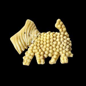 Unique Vintage Handmade Westie Scottie Dog Brooch Unique Pearly Texture